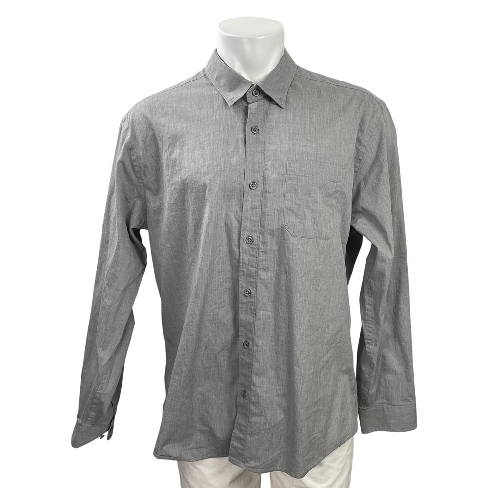 Eddie Bauer Men's Gray Long Sleeve Chest Pocket Button Down Shirt Top Size XL